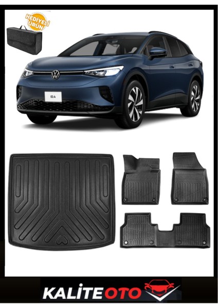 Volkswagen Id4 2021 ve Sonrası Uyumlu 4d Havuzlu Paspas & Bagaj Havuzu Seti