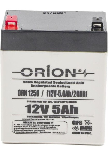 ORN-1250 ,12V/5AH Kuru Akü