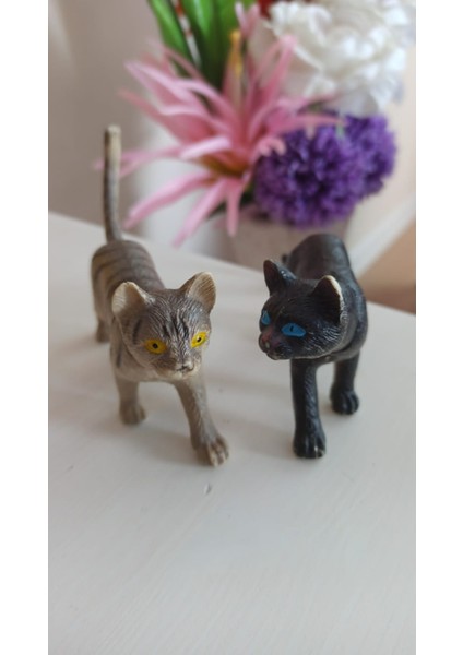 Vintage Ikili Kedi Figür Oyuncak & 12 cm modelleri