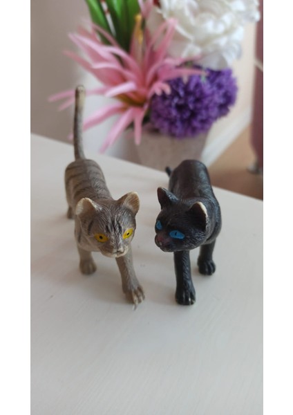 Vintage Ikili Kedi Figür Oyuncak & 12 cm fırsatları