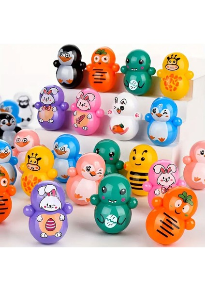 (4 Adet ) Mini Hacıyatmaz Oyuncak Dekoratif Süs ve Kedi Oyuncağı Minik Thumbler