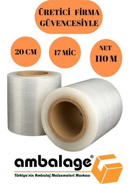 20 Cm Streç Film Ultra Mega Boy Tabak Bardak Sarma Streci Net 110M Taşınma Streci Ultra Esnek Streç