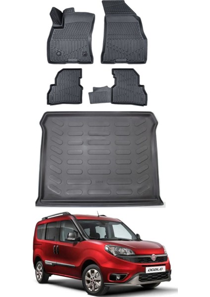 Fiat Doblo 2018 Model Bagaj Havuzu Araca Özel Siyah Paspas Takımı