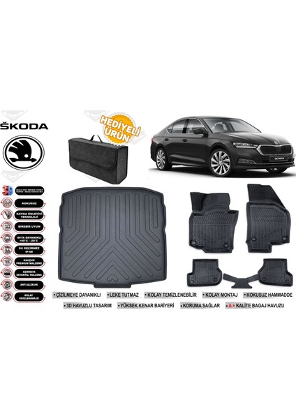 Skoda Octavia 2025 Model Bagaj Havuzu+4d Araca Özel Havuzlu Paspas Takımıı Rice