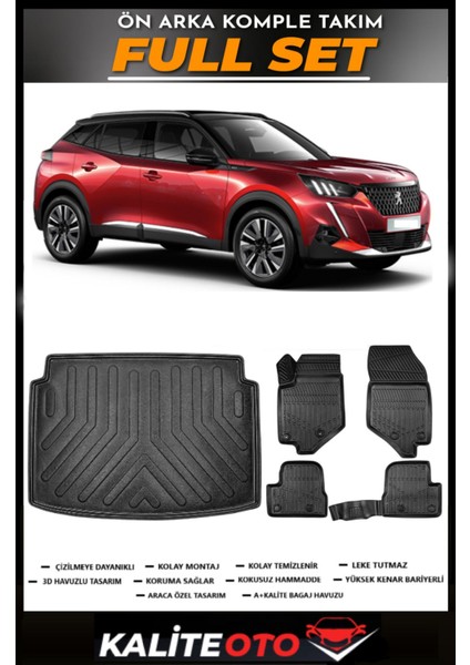 Peugeot 2008 Üst Bagaj Havuzu+4.5d Havuzlu Paspas Seti 2025 Model