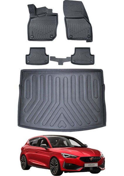 Cupra Leon 2023 Model Üst Bagaj Havuzu Araca Özel Siyah Paspas Takımı