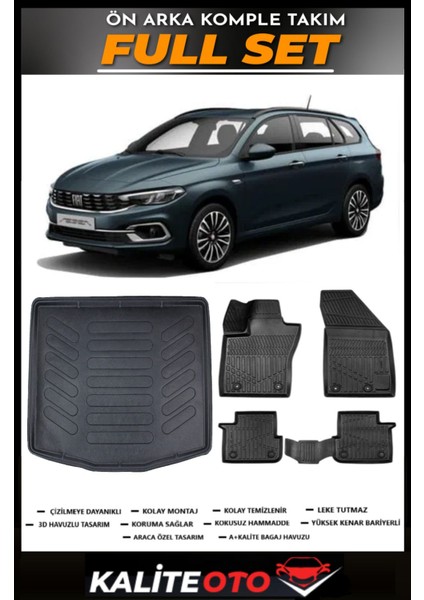 Fiat Egea Station Vagon Alt Bagaj Havuzu+4.5d Havuzlu Paspas Seti 2024 Model