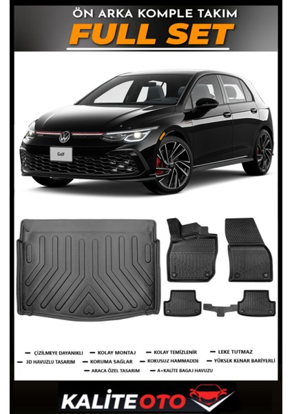 Volkswagen Golf 8 Manuel Alt Bagaj Havuzu+4.5d Havuzlu Paspas Seti 2023 Model