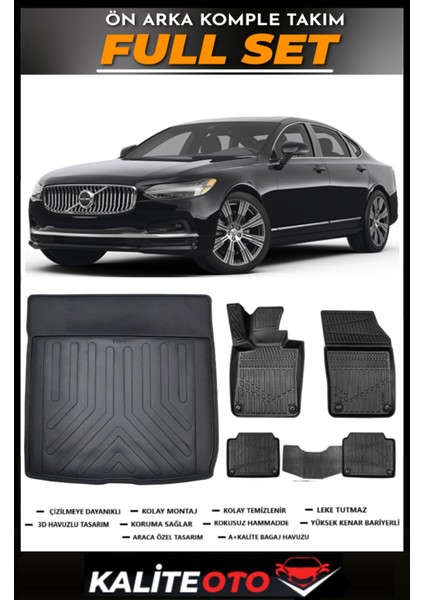 Volvo S90 Plug-In Bagaj Havuzu+4.5d Havuzlu Paspas Seti 2024 Model