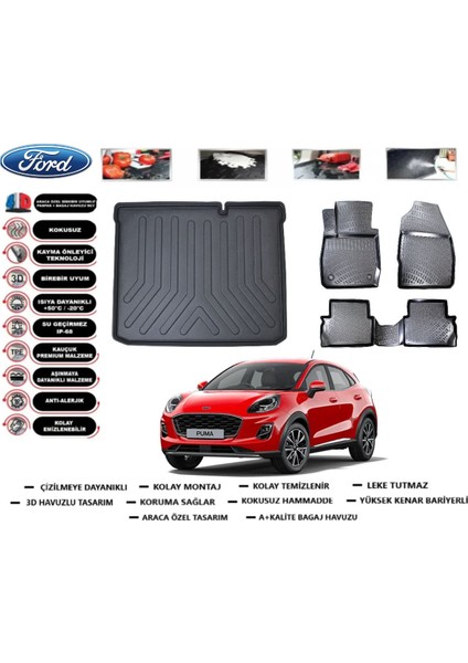 Ford Puma 2020 Model Alt Bagaj Havuzu Araca Özel Paspas Takımı Flex