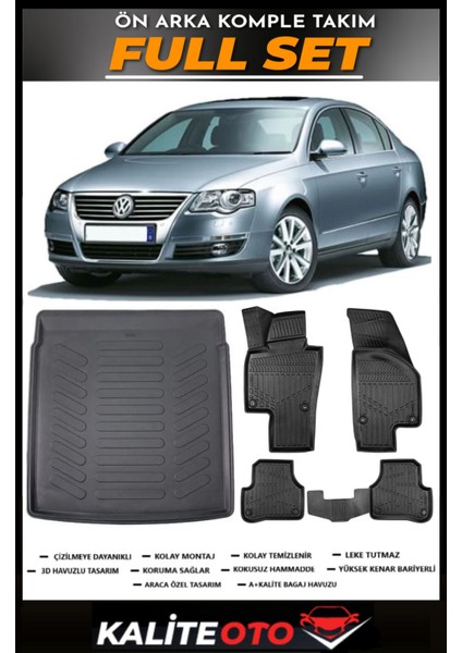 Volkswagen Passat B6 Bagaj Havuzu+4.5d Havuzlu Paspas Seti 2008 Model