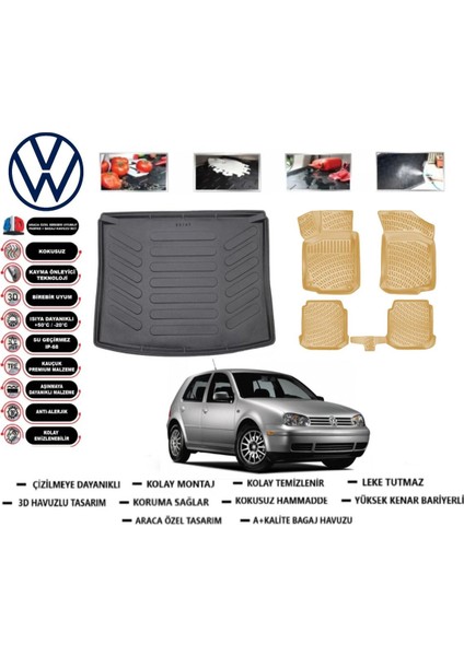 Volkswagen Golf 4 2001 Model Bagaj Havuzu(Paspası)+Araca Özel Bej Paspas Takımı Flex