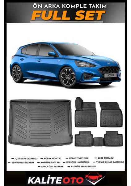 Ford Focus 5 Hatchback Tamir Kitli Bagaj Havuzu+4.5d Havuzlu Paspas Seti 2021 Model