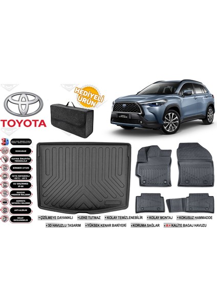 Toyota Corolla Cross 2023 Model Bagaj Havuzu+4d Araca Özel Havuzlu Paspas Takımıı Rice
