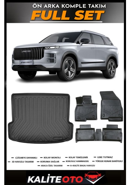 Jaecoo J7 Kalın Stepneli Bagaj Havuzu+4.5d Havuzlu Paspas Seti 2025 Model