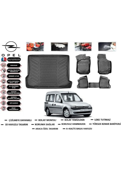 Opel Combo Combi 2006 Model Bagaj Havuzu Araca Özel Paspas Takımı Flex