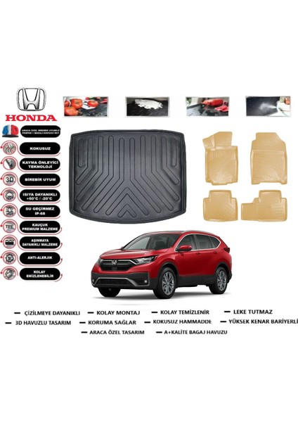Honda Crv 2022 Model Alt Bagaj Havuzu(Paspası)+Araca Özel Bej Paspas Takımı Flex