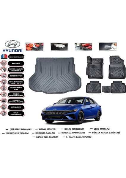 Hyundai Elantra 2023 Model Bagaj Havuzu Araca Özel Paspas Takımı Flex