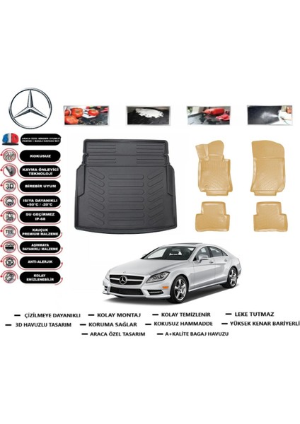 Mercedes Cls C218 2015 Model Bagaj Havuzu(Paspası)+Araca Özel Bej Paspas Takımı Flex