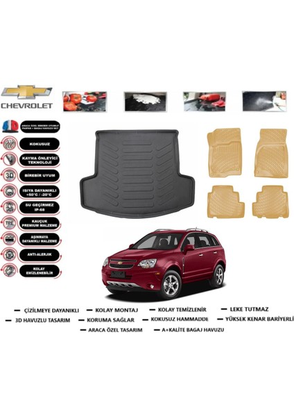 Chevrolet Captiva 2016 Model Bagaj Havuzu(Paspası)+Araca Özel Bej Paspas Takımı Flex
