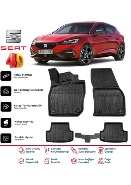 Seat Leon 2021 ve Sonrası 4.5d Premium Havuzlu Siyah Paspas Takımı Kokusuz