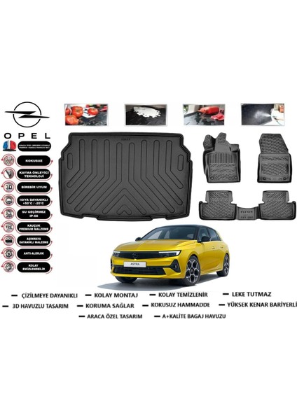 Opel Astra L 2024 Model Alt Bagaj Havuzu Araca Özel Paspas Takımı Kauçuk