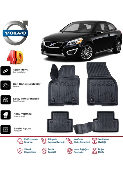 Volvo C30 2006-2013 4.5d Premium Havuzlu Siyah Paspas Takımı Kokusuz