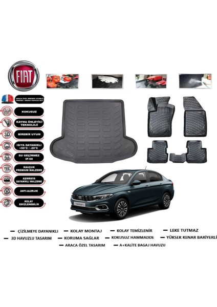 Fiat Egea Sedan 2020 Model Bagaj Havuzu Araca Özel Paspas Takımı Flex