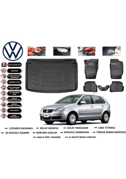 Volkswagen Polo 2005 Model Bagaj Havuzu Araca Özel Paspas Takımı Flex