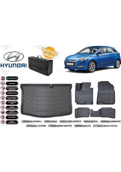 Hyundai I20 2020 Model Bagaj Havuzu+4d Araca Özel Havuzlu Paspas Takımıı Rice