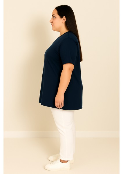 Kadın Büyük Beden Kısa Kollu Basic Oversize T-Shirt 1976-25 fiyatları