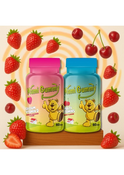2'li Set Multivitamin (Vişne) - Kalsiyum & Vitamin D (Çilek)