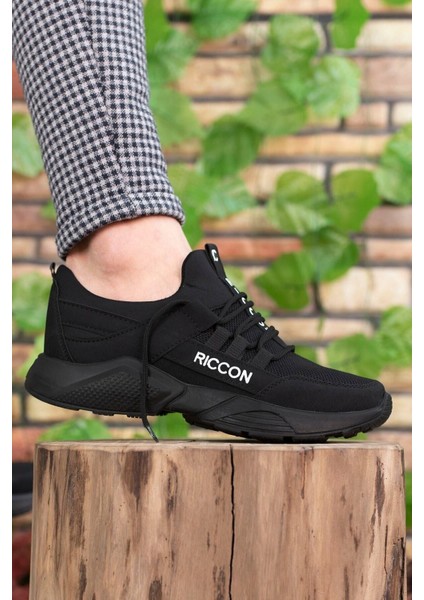 Siyah Sneaker 0012072 Unisex Düz Topuklu Tekstil Malzeme Ortopedik Tabanlı