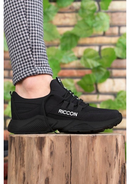 Siyah Sneaker 0012072 Unisex Düz Topuklu Tekstil Malzeme Ortopedik Tabanlı