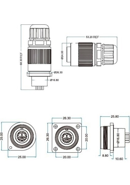 YW-16-J03PE-03-001 3-Pin Su Geçirmez Konnektör - Dişi fiyatları