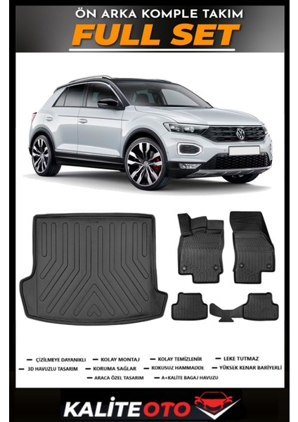 Volkswagen T-Roc 2024 Model 3D Bagaj Havuzu+4d Havuzlu Paspas Seti
