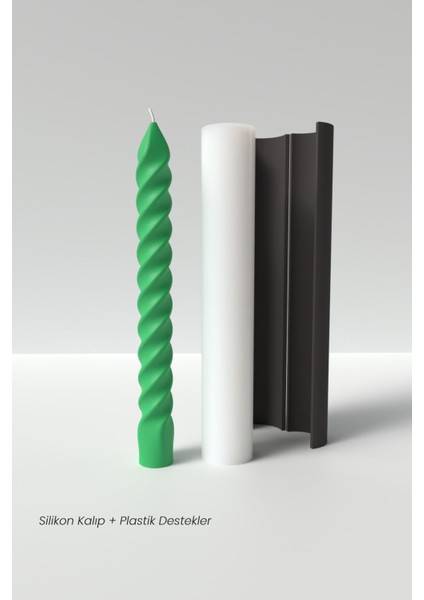 Şamdan Mum Silikon Kalıp M4 - Uzun Burgu Mum Silikon Kalıp M4 , Mum Yapım Malzemeleri 21.2 x 2.6 cm