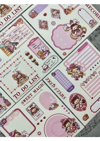 Seven Magic 12 Yaprak 108 Adet Koyu Pembe Post-It ve Sticker Seti / Yapışkanlı Kağıt / Post-It / Çıkartma / Etiket indirimleri