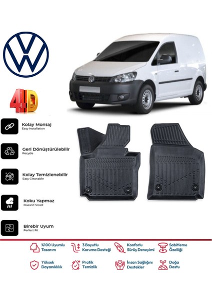 Volkswagen Caddy 2010-2015 4.5d Premium Havuzlu Siyah Paspas Takımı Kokusuz