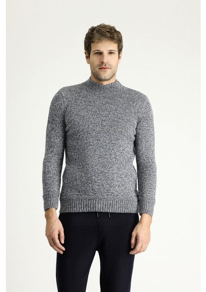 Yarım Balıkçı Yaka Slim Fit Dar Kesim Desenli Alpaka Yünlü Triko Kazak modelleri