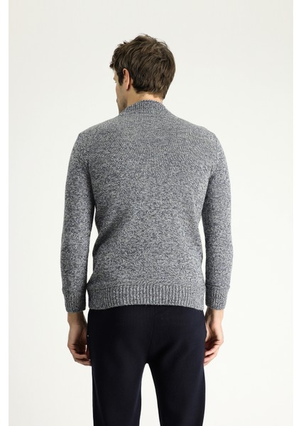 Yarım Balıkçı Yaka Slim Fit Dar Kesim Desenli Alpaka Yünlü Triko Kazak fırsatları