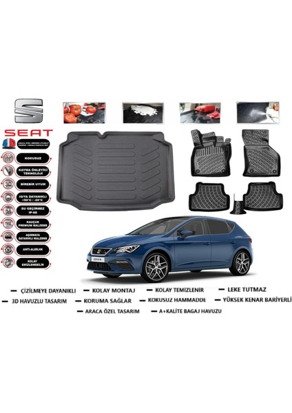 Seat Leon 2014 Model Bagaj Havuzu Araca Özel Paspas Takımı Flex