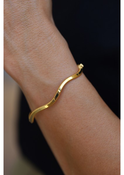 14 Ayar Altın Cimarlı Su Dalgası Ajda Kelepçe