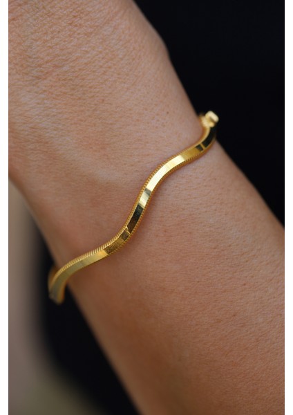 14 Ayar Altın Cimarlı Su Dalgası Ajda Kelepçe modelleri