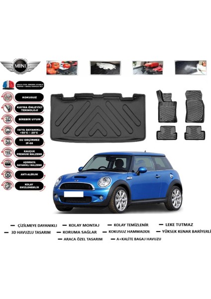 Mini Cooper R56 2007 Model Bagaj Havuzu Araca Özel Paspas Takımı Flex