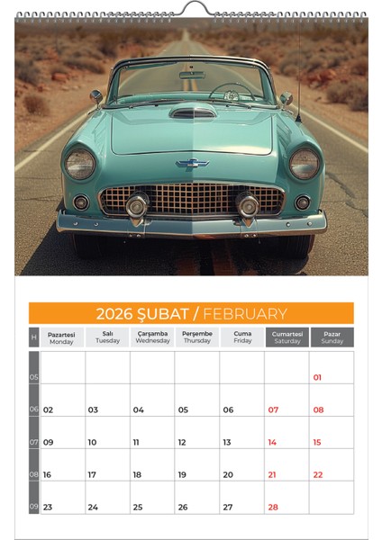 2026 Klasik Araba Duvar Takvimi 33X48 Cm-Planlamalı Model Seçeneği Ile fiyatları