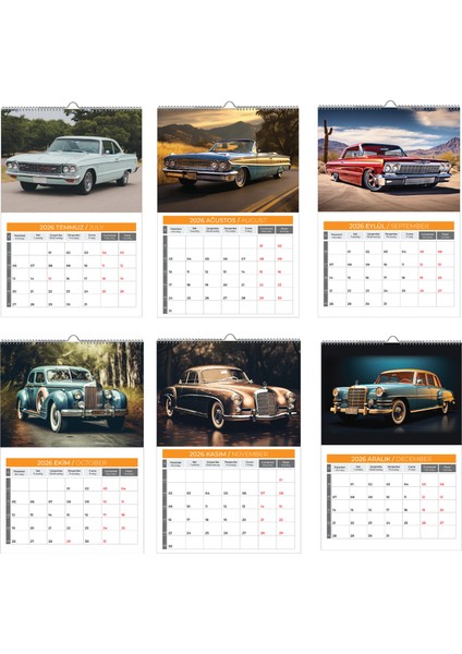 2026 Klasik Araba Duvar Takvimi 33X48 Cm-Planlamalı Model Seçeneği Ile fırsatları