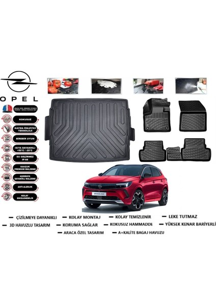 Opel Grandland 2025 Model Üst Bagaj Havuzu Araca Özel Paspas Takımı Flex