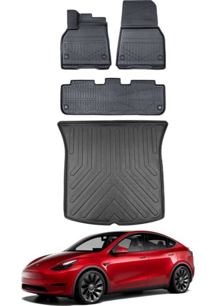 Tesla Model Y 2024 Model Bagaj Havuzu Araca Özel Siyah Paspas Takımı