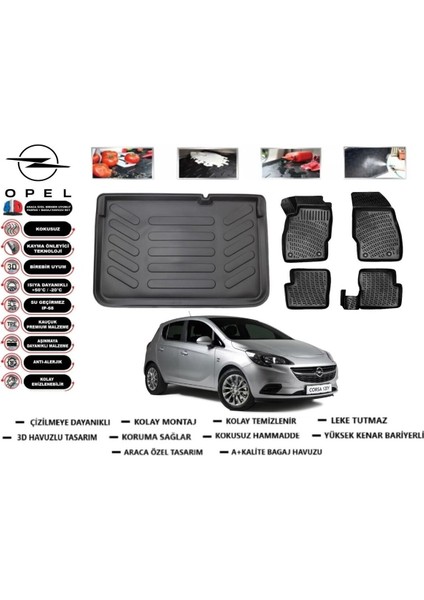 Opel Corsa E 2019 Model Üst Bagaj Havuzu Araca Özel Paspas Takımı Flex